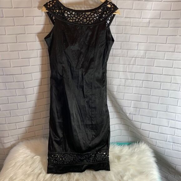 Voodoo Vixen Fitted Black Midi Dress Size S - Picture 2 of 5